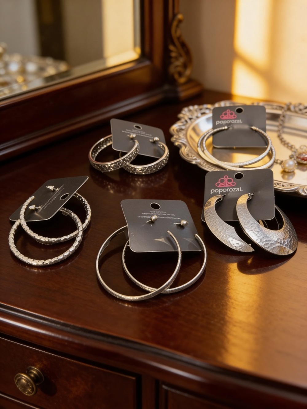 paparazzi Silver-Tone Hoop & Textured Earrings Set